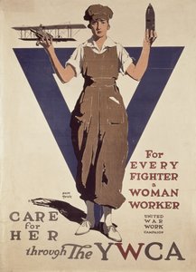 Pour chaque combattant une femme travailleuse, affiche de propagande de la YWCA de la 1ère Guerre mondiale